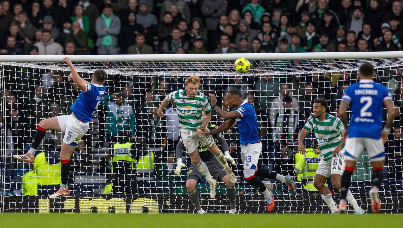 Celtic FC Liam Scales Clears Ball Against Rangers FC