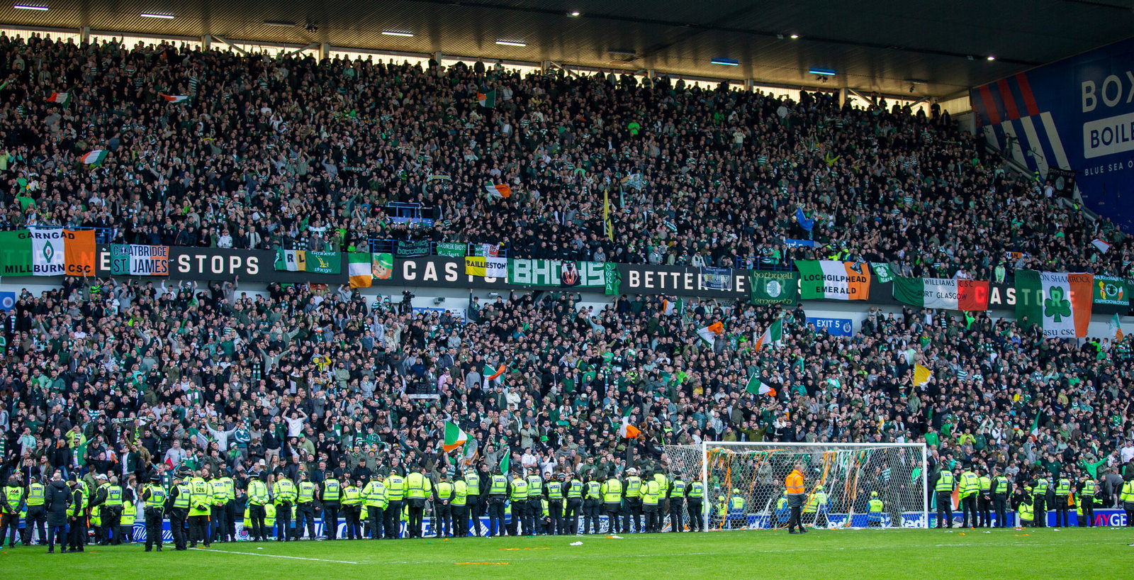 Celtic fans at Ibrox on Sunday.