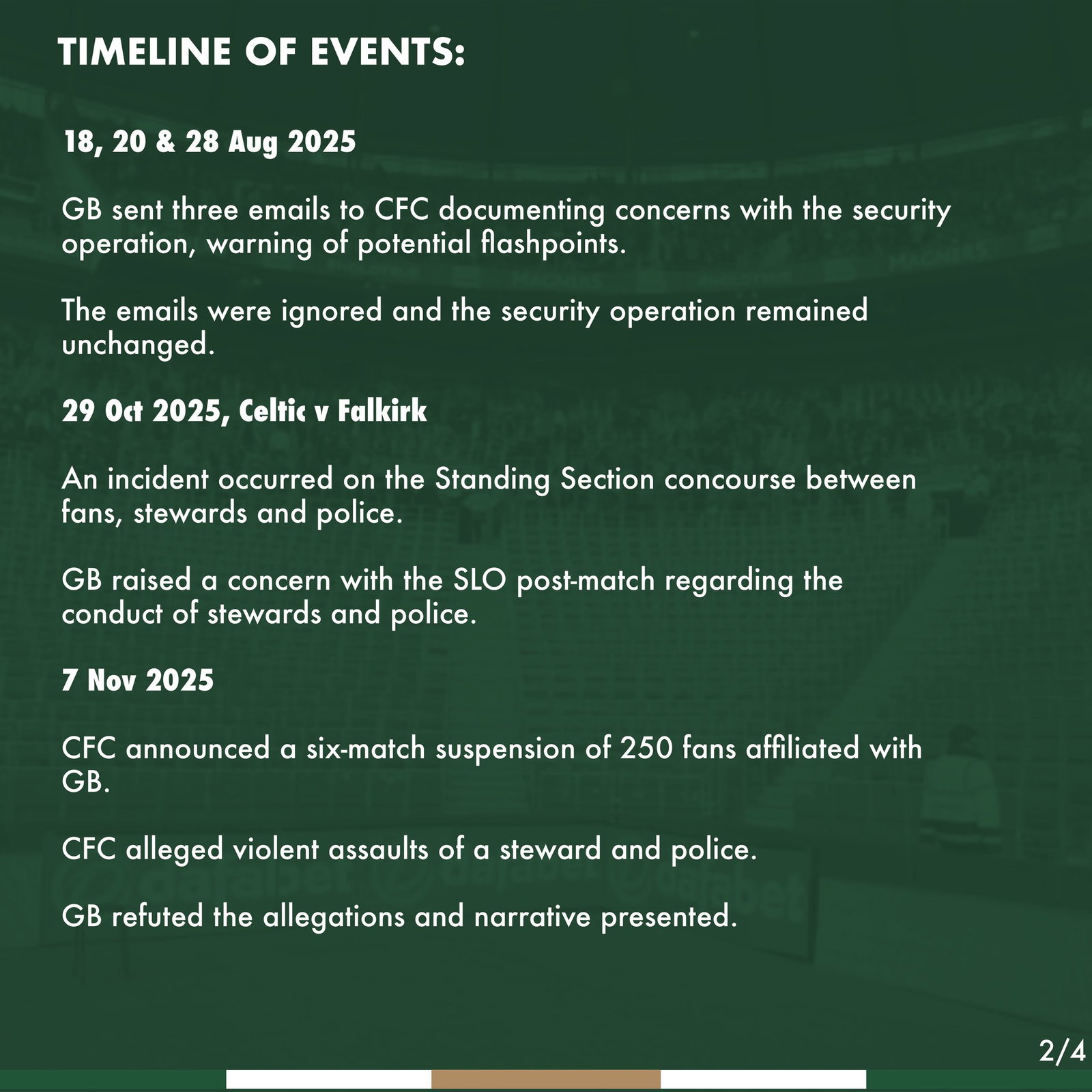 Celtic FC Green brigade STatement
