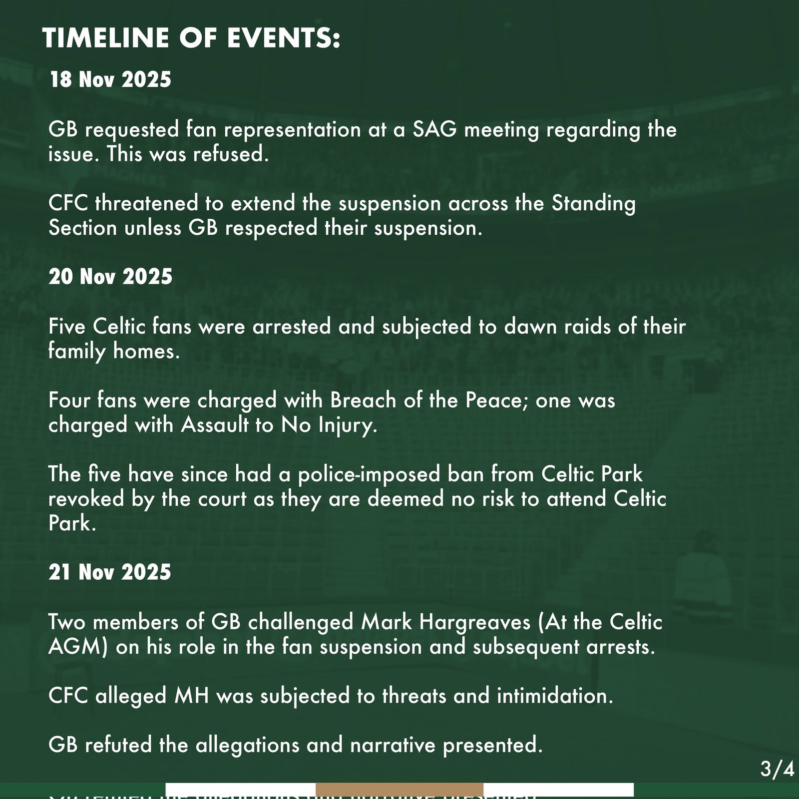 Celtic FC Green brigade STatement