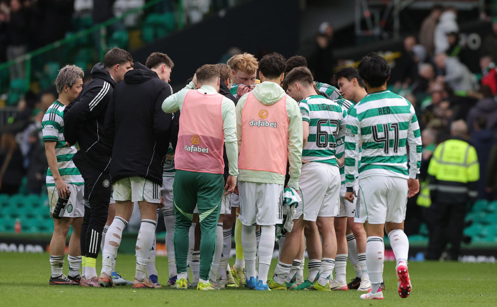 Celtic fc Callum McGregor Huddle After SPFL win