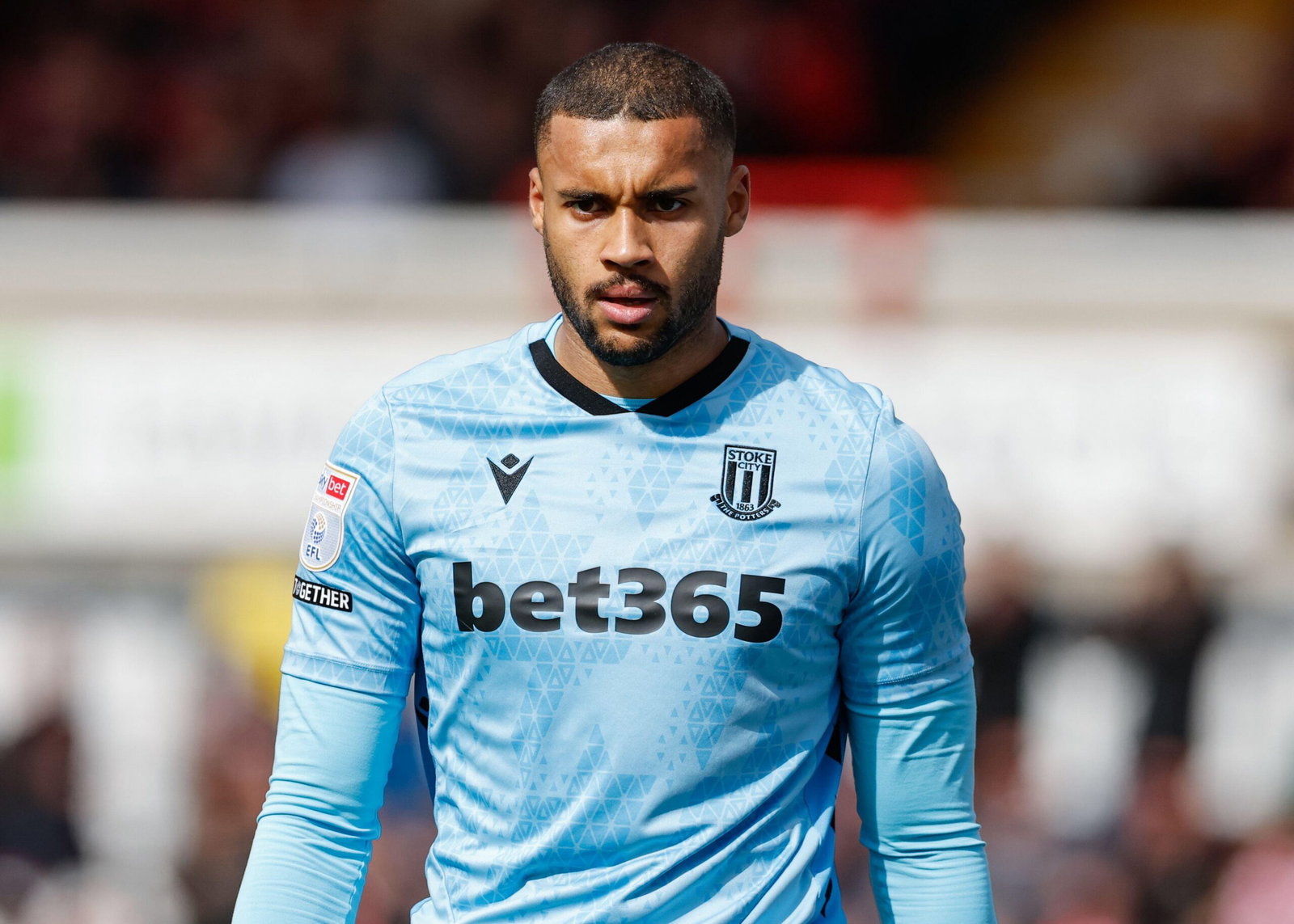Stoke City goalkeeper Gavin Bazunu during the Sky Bet Championship match at the SToK Cae Ras, Wrexham. Picture date: Saturday April 18, 2026.