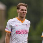 PSV Boss Drops Major Van den Berg Celtic Hint Eindhoven, Netherlands. 18th July, 2026. EINDHOVEN, 18-07-2026, TenCate Stadion De Herdgang, season 2026/2027, pre season, football, friendly match between PSV and Royale Union Saint-Gilloise picture shows PSV Player Joel van den Berg scores the 1-0 (Phot