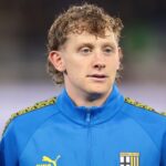 13th March 2026, Stadio Olimpico Grande Torino, Turin, Italy, Torino FC v Parma Calcio 1913, Lega Calcio Serie A, Season 2025-2026. Oliver Sorensen Jensen of Parma Calcio looks on before the match.