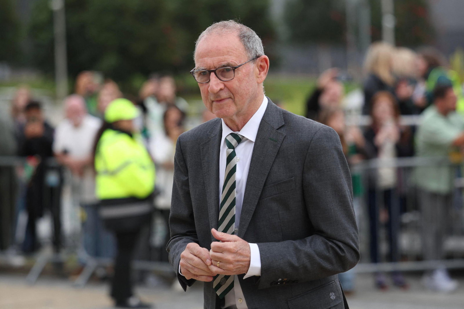 3rd August 2026; Celtic Park, Glasgow, Scotland: Scottish Premiership Football, Celtic versus Dundee; Celtic Manager Martin O'Neill arrives for the match Credit: Action Plus Sports Images/Alamy Live News