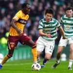 Motherwell's Emmanuel Longelo (left) and Celtic's Yang Hyun-Jun battle for the ball during the William Hill Premiership match at Celtic Park, Glasgow. Picture date: Saturday March 14, 2026.