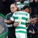 Celtic's Camilo Duran greets manager Martin O'Neill as he is substituted off during the William Hill Premiership match at Celtic Park, Glasgow. Picture date: Monday August 3, 2026.