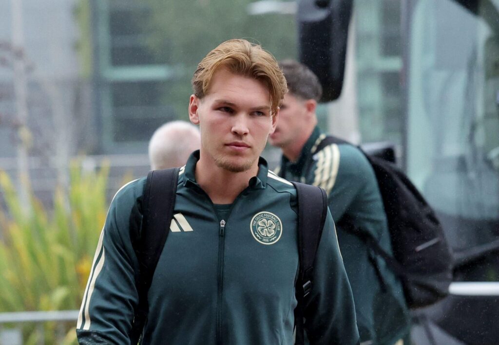 Celtic's Joel van den Berg arrives at the ground ahead of the William Hill Premiership match at Celtic Park
