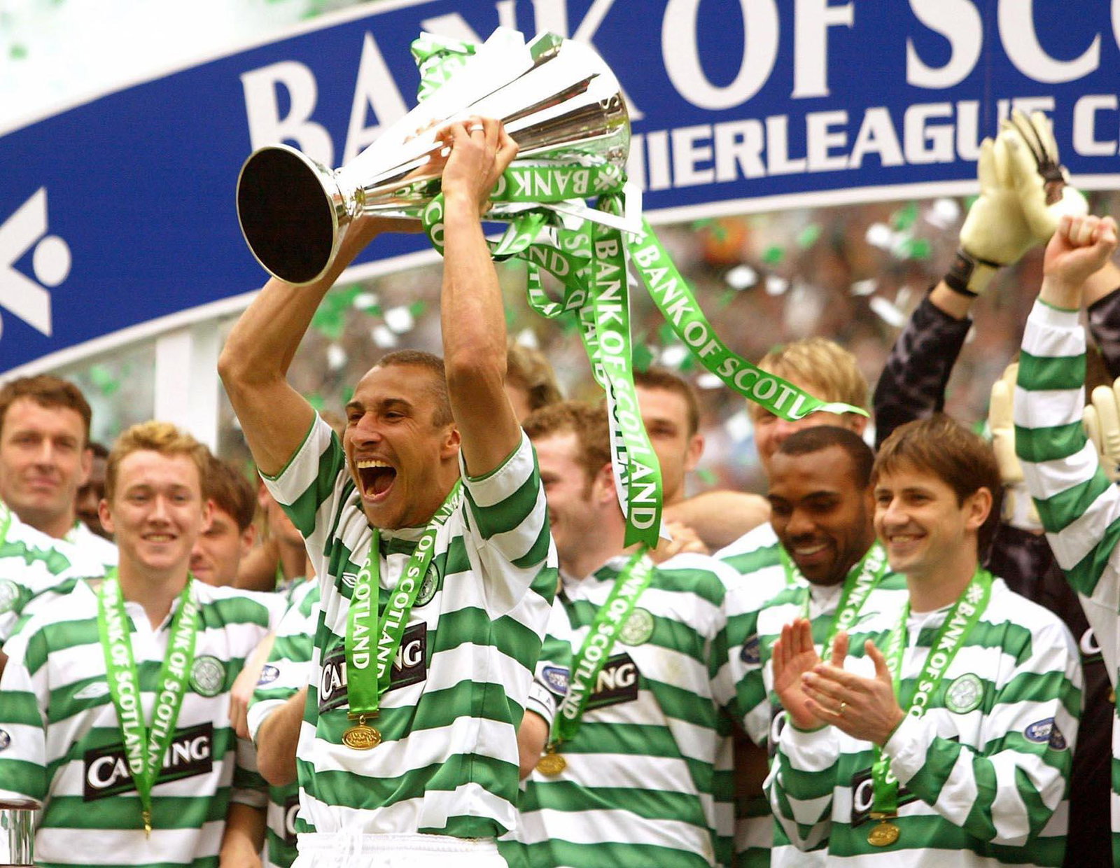 Celtic Legend Henrik Larsson Lifts SPFL Trophy