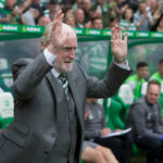Celtic?s Danny McGrain walks out onto the pitch to unfurl the Premiership flag during the Scottish Ladbrokes Premiership match at Celtic Park, Glasgow.
